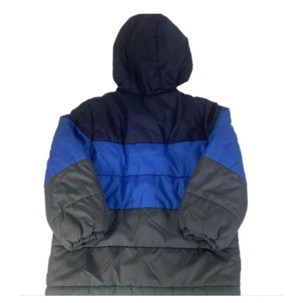 OshKosh B'gosh Puffer Jacket‎ Kids Size 5-6 Blue Gray Colorblock Hooded Coat